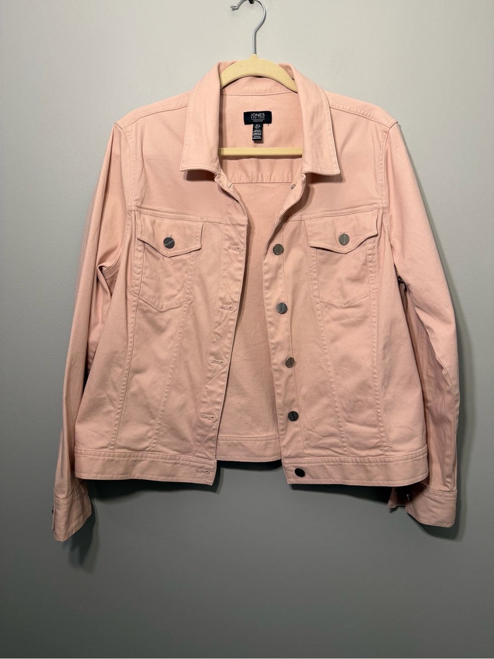 Jones New York Soft Blush Pink Denim Trucker Jacket